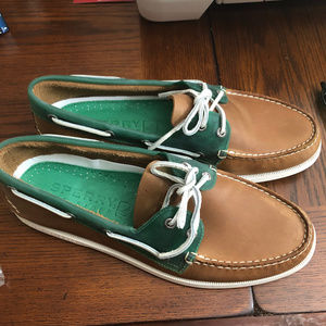 Sperry Top-Sider AO 2-Eye Seaglass Tan/Grn